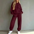 thumbnail image 2 of Trgacdwlo Fleece Womens Sweatsuits 2 Piece Set Tracksuit Fuzzy Jogging Suit Hooded Set Fall Winter Plush Comfy Tracksuit for Women Wine L, 2 of 6