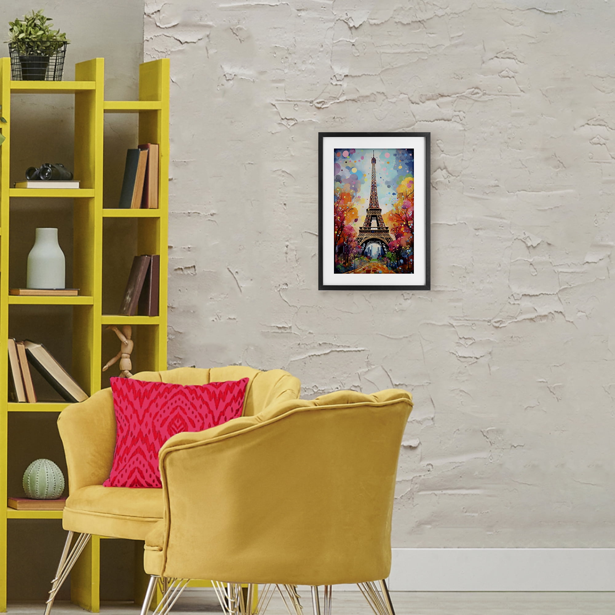 Stupell Industries Eiffel Tower with Colorful Trees Black Framed Print Under Glass, design by Creative Studio