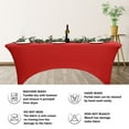 thumbnail image 4 of 3 Pcs 6 Ft Red Stretch Spandex Tablecloth, Stretchable Elastic Table Cover, Rectangular Anti-Wrinkle Tight Fit Washable Tablecloth, Cocktail Table Cover for Wedding, Banquet, Exhibitions, Party, 4 of 7