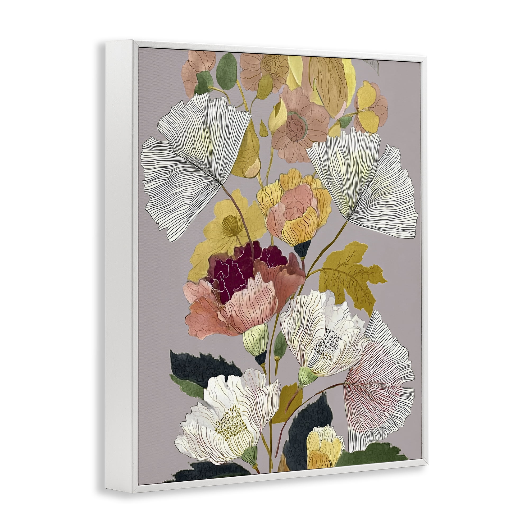 Detailed Foliage Leaves White Framed Giclee Art, design by Annabelle Hall