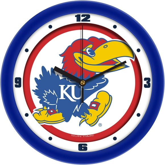 Kansas Jayhawks 11.5'' Suntime Premium Glass Face Traditional Logo Wall Clock