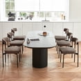 thumbnail image 3 of Grey Fabric Dining Chairs Set of 4, Armless Upholstered Kitchen Chair,Modern Dining Room Chair with Curved Backrest, 3 of 7