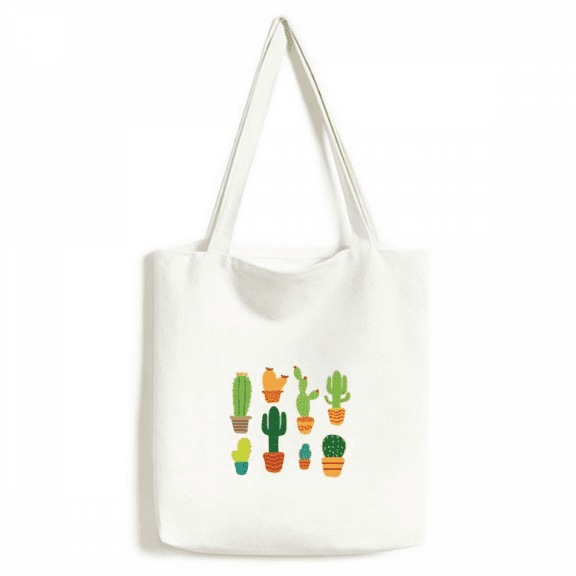 Potted Cactus Succulents Pattern Tote Canvas Bag Shopping Satchel Casual Handbag