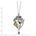 thumbnail image 2 of White Sterling Silver necklace Cable Themed Multi-colored Cubic Zirconia CZ Spinel (Synthetic) Blue 18 in 32 mm 1, 2 of 2