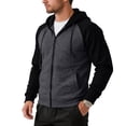 thumbnail image 2 of LTTVQM Autumn Mens Hoodie Full Zip Two Tone Raglan Fleece Hoodie Loose Fit Evening Casual Outerwear Dark Gray XL, 2 of 7