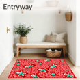 thumbnail image 3 of ODIKA 3'x5' Machine Washable Non-Slip Area Rug, Cheeky Elf Parade with Peppermint Swirl Interlocking Design High Traffic Rug, Red, 734678, 3 of 7