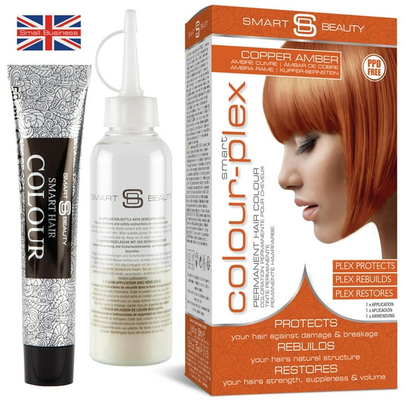 Smart Beauty Teinture pour Cheveux au Gingembre, Permanente avec Technologie Plex Anti-Casse, Rouge Cuivre, Sans PPD, Vegan, Sans Cruauté