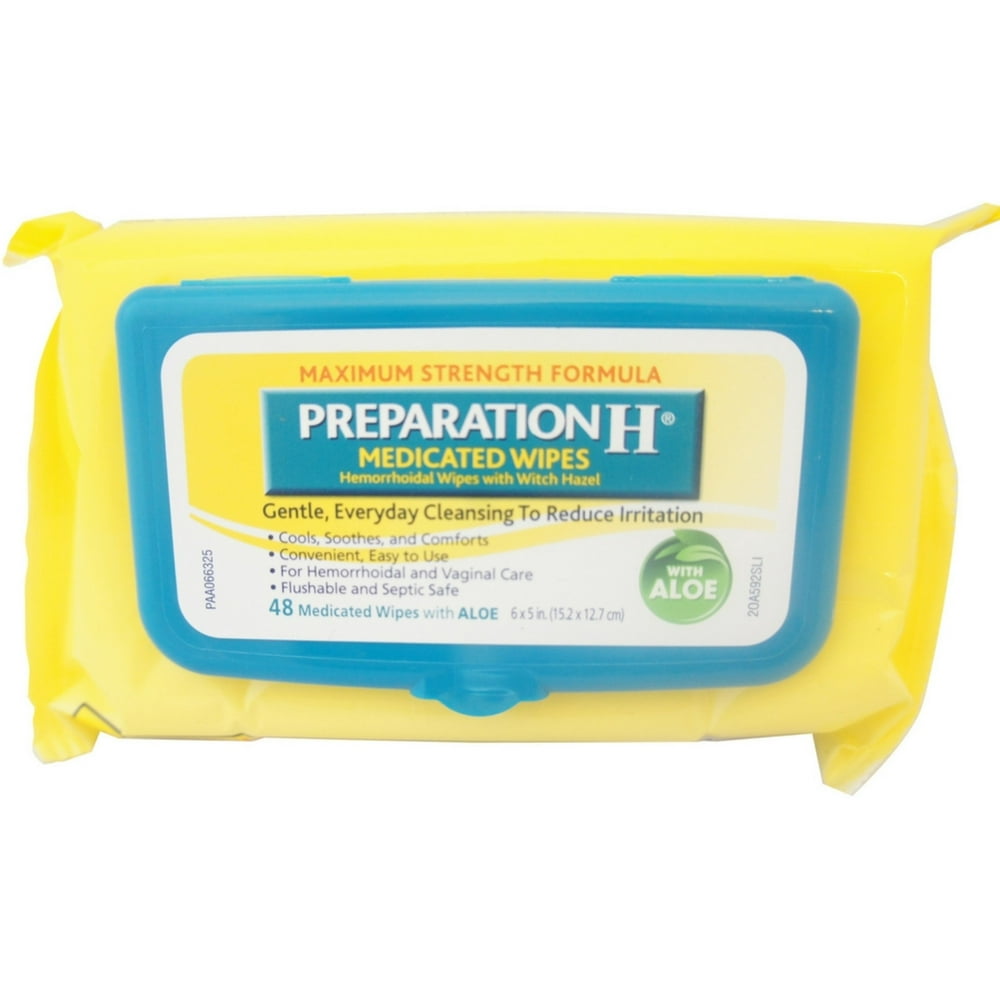 2 Pack Preparation H Medicated Wipes 48 Ea