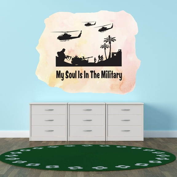 Military Wall Decals for Family Living Room - Soldiers Battle Scene Military DIY & Creativity Boy Girl Bedroom Wall Sticker - Size: 10 In x 8 In