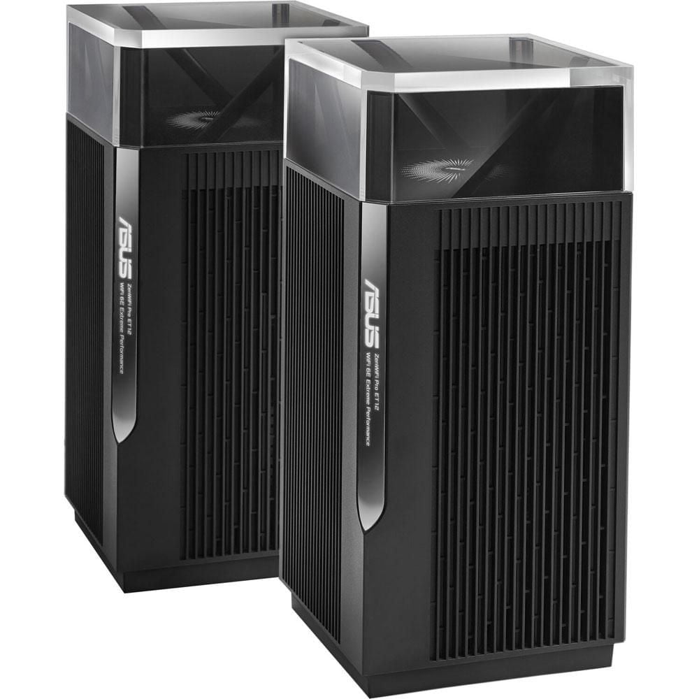 ASUS ZenWiFi Pro ET12 (2-PK) AXE11000 Tri-Band WiFi 6E Mesh System Coverage up to 6000 Sq.Ft