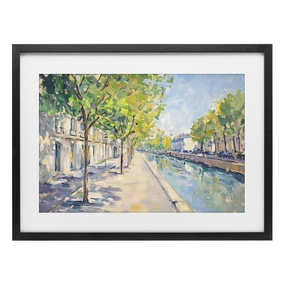 Stupell Industries Montrouge Canal Promenade Black Framed Print Under Glass, design by Creative Studio