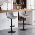 thumbnail image 4 of YOUNIKE Bar Stools Set of 2 PU  Leather Soft Cushion Adjustable Swivel Counter Stools Pub Chairs, Gray, 4 of 11