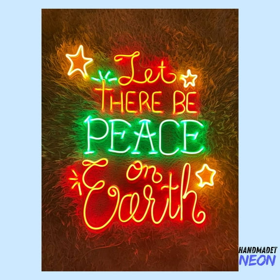 Handmadetneonsign Let There Be Peace On Earth Neon Sign, Merry Christmas Wall Art, Xmas Winter Home Decor 74089