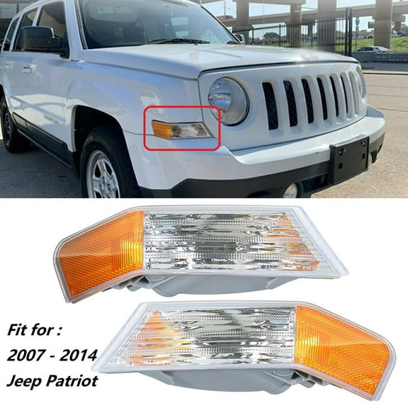 Labwork Pair of Front Turn Signal Lights Housing Assembly Parking Lamp Corner Bulb CH2526102 Fit for 2007 2008 2009 2010 2011 2012 2013 2014 Jeep Patriot
