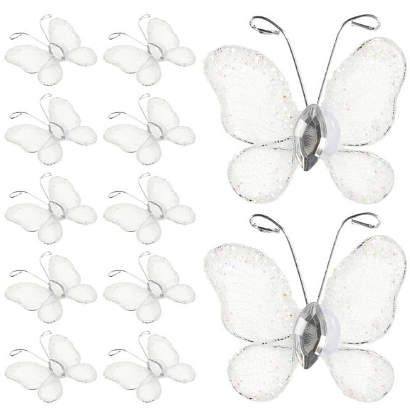 50 Pcs Wall Hanging Decor Wire White Butterflies Decorations
