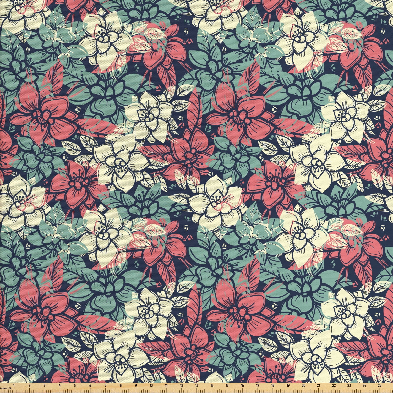 Abstract Upholstery Fabric by the Yard, Romantic Garden Pattern with