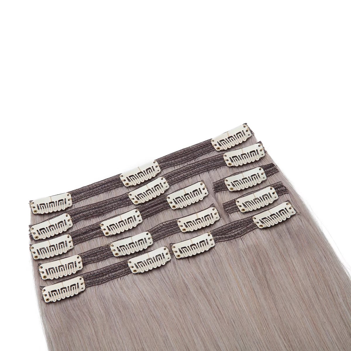 MY-LADY Extra Thick Clip in 100% Remy Human Hair Extension Double Weft Full Head Natural Hairpiece 110-170g #GREY 14inch