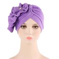 thumbnail image 4 of EGNMCR Head Scarf Women African Turban Flower Knot Pre-Tied Bonnet Beanie Cap Headwrap Women Solid Floral India Muslim Ruffle Chemo Hat Headwear Head Wraps Turbans Beanie Cap Headwraps, 4 of 5