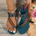 thumbnail image 5 of Viluyesy Womens Flat Slide Sandals, Clip Toe Roman Floral Comfortable Summer Fashion Casual Beach Sandals Blue US6.5, 5 of 9