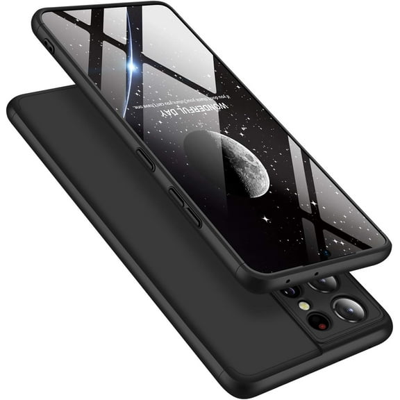 Galaxy S21 Ultra Case, Samsung S21 ultra Phone Case Thin Slim Matte Hard PC 3 in 1 Skin Touch Anti-Scratch Protective Case for Samsung Galaxy S21 Ultra 5G(Black)