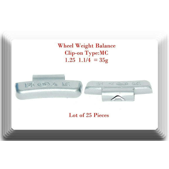 25 Pcs CLIP-ON Wheel Weight Balance MC Type 1.25oz 35g For All Type Alloy Rims