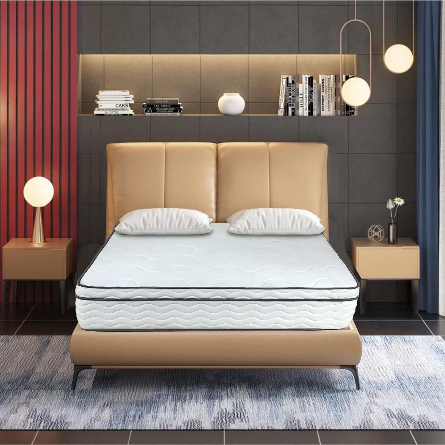 BIQWBIC 12 Inch Twin Mattress, Innerspring Mattress with Bamboo Charcoal Gel Memory Foam - CertiPUR-US Certified, Medium Firm Hybrid Bed-in-a-Box for Pressure Relief & Cool Sleep