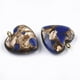 thumbnail image 3 of 1 colgante dorado de bronzita y lapislázuli ensamblado, con engaste de hierro, dije de corazón de piedra natural., 3 of 3