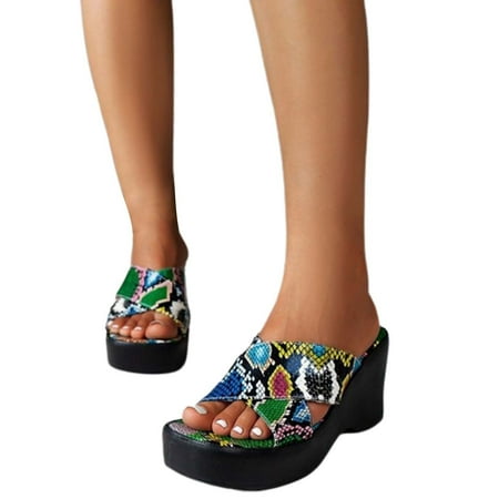 

HAXMNOU Women S Beach Sandals Hollow Casual Slippers High Heeled Slippers Retro Sandals Green 37