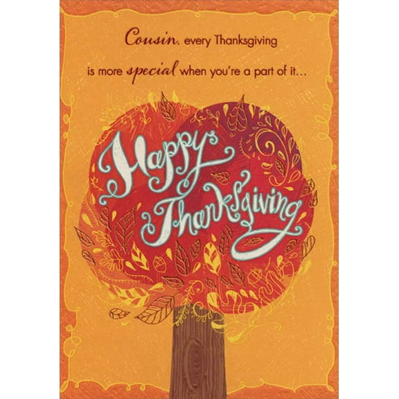Happy Thanksgiving Cousin Greeting Card w/Envelope