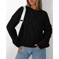 thumbnail image 6 of Casual Women Long Sleeve Sweater 2025 Fall Ribbed Knit Pullover Loose Crewneck Cable Sweater Jumper Tops, 6 of 6