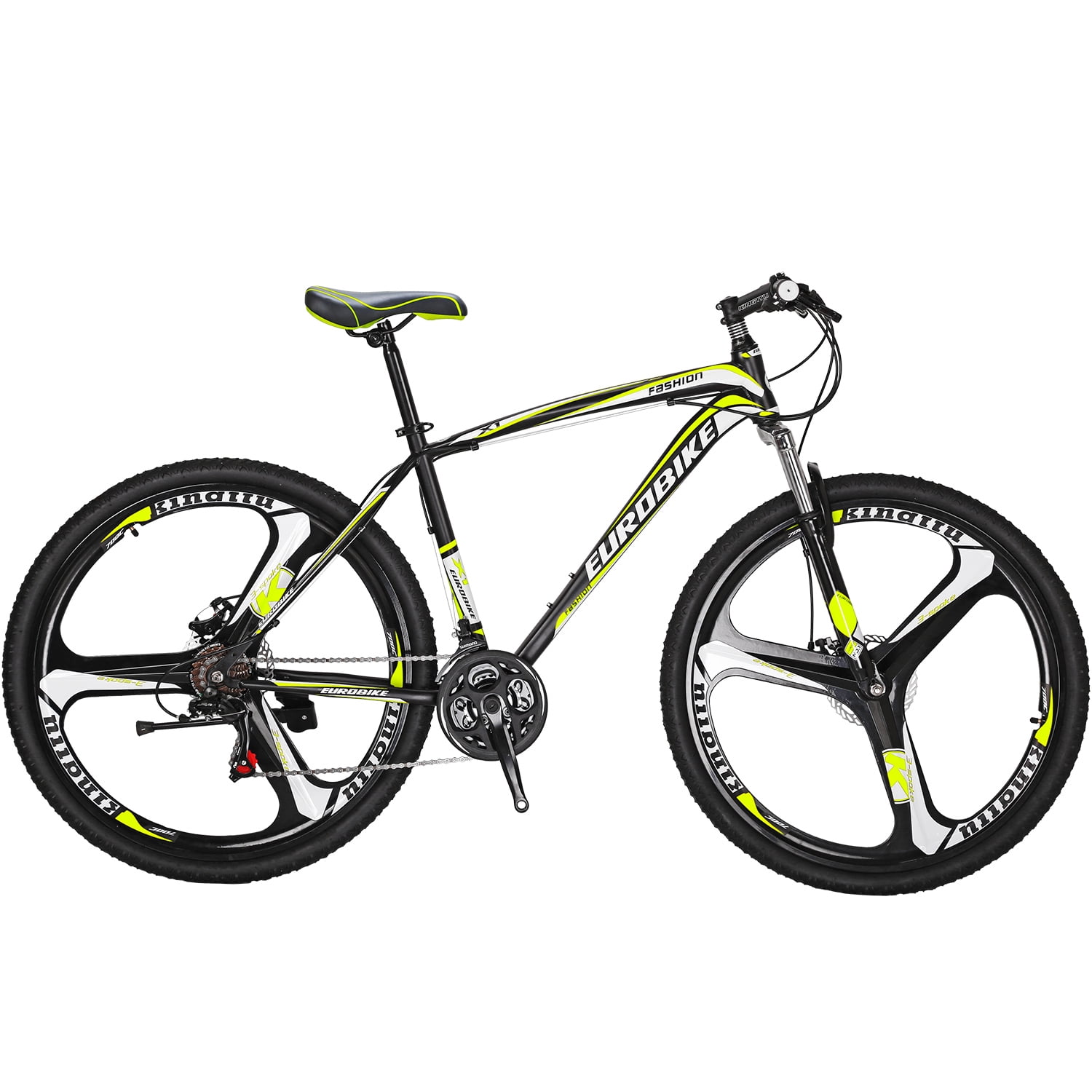 Eurobike X1 27.5" Mountain Bike 21 Speed Front Suspension Bicycle Men Woman Yellow
