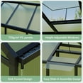 thumbnail image 6 of Greenhouse, Easy Assembly Aluminum Polycarbonate Greenhouses for Outdoors with Roof Vent, Large Aluminum Walk-In Greenhouse for Sunroom Patio, Backyard, Garden, Sliding Lockable Door, Black, 6 of 7