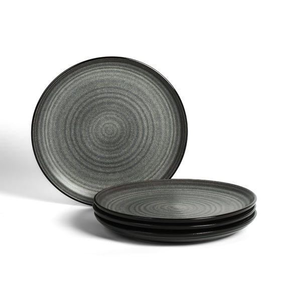 Stone Lain Dua Dinner Plate Set Stoneware, 4-Piece, Black