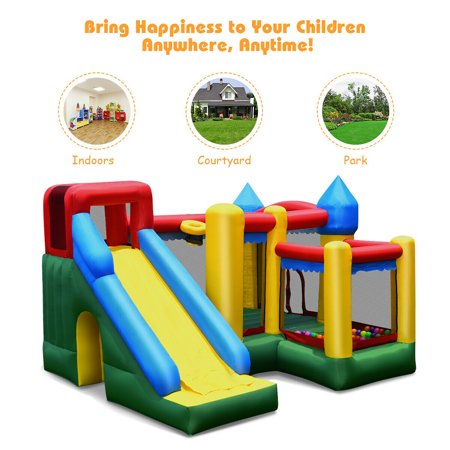 costway inflatable moonwalk slide bounce house with storage bag