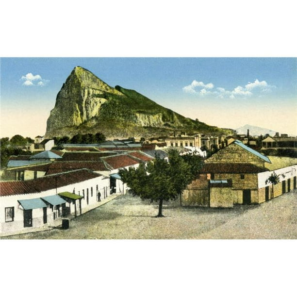 Design Pics DPI1957910LARGE Rocher de Gibraltar Vu de la Linea de la Concepcion Cadiz Province Espagne. d'Après une Photographie d'Environ 1900 Affiche Imprimée, 36 x 22 - Grand