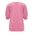 thumbnail image 6 of iHengLiXing Summer Tops for Womens Dressy Casual Women's Shirt Tees Short Sleeve Crew-Neck T Shirt Stripe Solid T-shirt Tops Blouse Women Pink M, 6 of 6