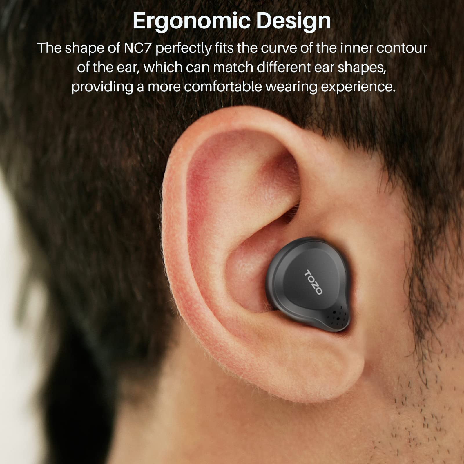 TOZO NC7 Hybrid Active Noise Cancelling Earbuds Wireless, Bluetooth in-Ear Headphones, 72H Play, Stereo Bass, 2 ENC Mic, IPX6 Waterproof, In-Ear Detection, Transparency Mode
