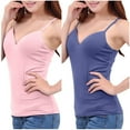 thumbnail image 4 of Fanxing 2 Pcs Tank Top for Women Long Camisole Spaghetti Strap Basic Cami Tops Womens Undershirts Pack 2 Blue,M, 4 of 6