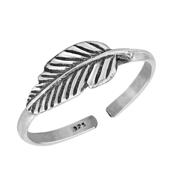 AeraVida Stunning Nature-Inspired Gray Leaf .925 Sterling Silver Toe or Pinky Ring for Women Accessories Anniversary Jewelry Gift