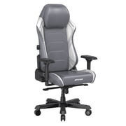 DXRacer Master Series Luxury Egnomic Office Chair for Big and Tall, with EPU Leatherette Upholstery, head rest and intergrated lumbar support, Gray and White