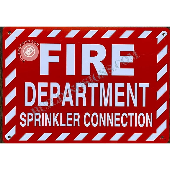 FIRE Department Sprinkler Connection Sign (RED, Aluminium 7X10,Rust Free) (ref-2201)