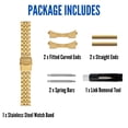 thumbnail image 3 of Bandini 18mm Stainless Steel Fitted Curved End Metal Watch Band for Men and Women, Brick Link Tapered Watch Strap Oyster Bracelet, Double Foldover Lock Deployment Clasp - Gold 18 mm Watch Band, 3 of 7