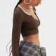thumbnail image 3 of Blusas sexys para mujer, camisas de manga larga, blusas ajustadas de corte bajo, camisas con escote en V, blusas de otoño, XS-L, 3 of 5