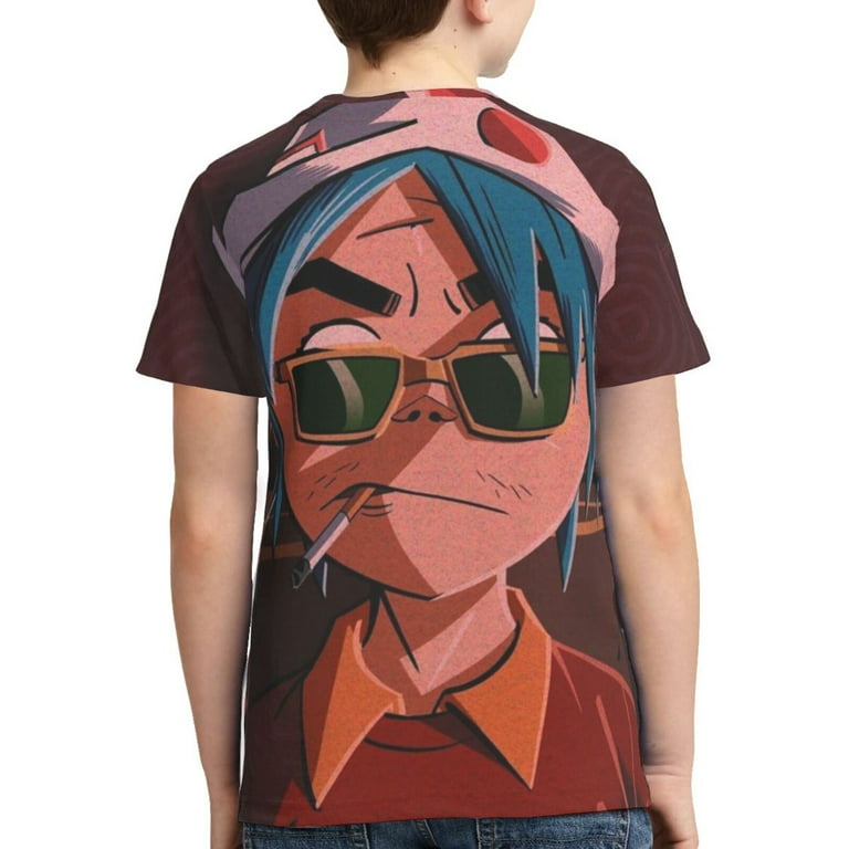 2d Gorillaz Music Teen T-Shirt Crewneck Short Sleeve Double