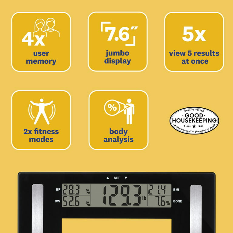 Weight Watchers by Conair Glass Digital Display Body Analysis Body Weight  Scale w/Bluetooth Tech 400lb capacity WW711XF 