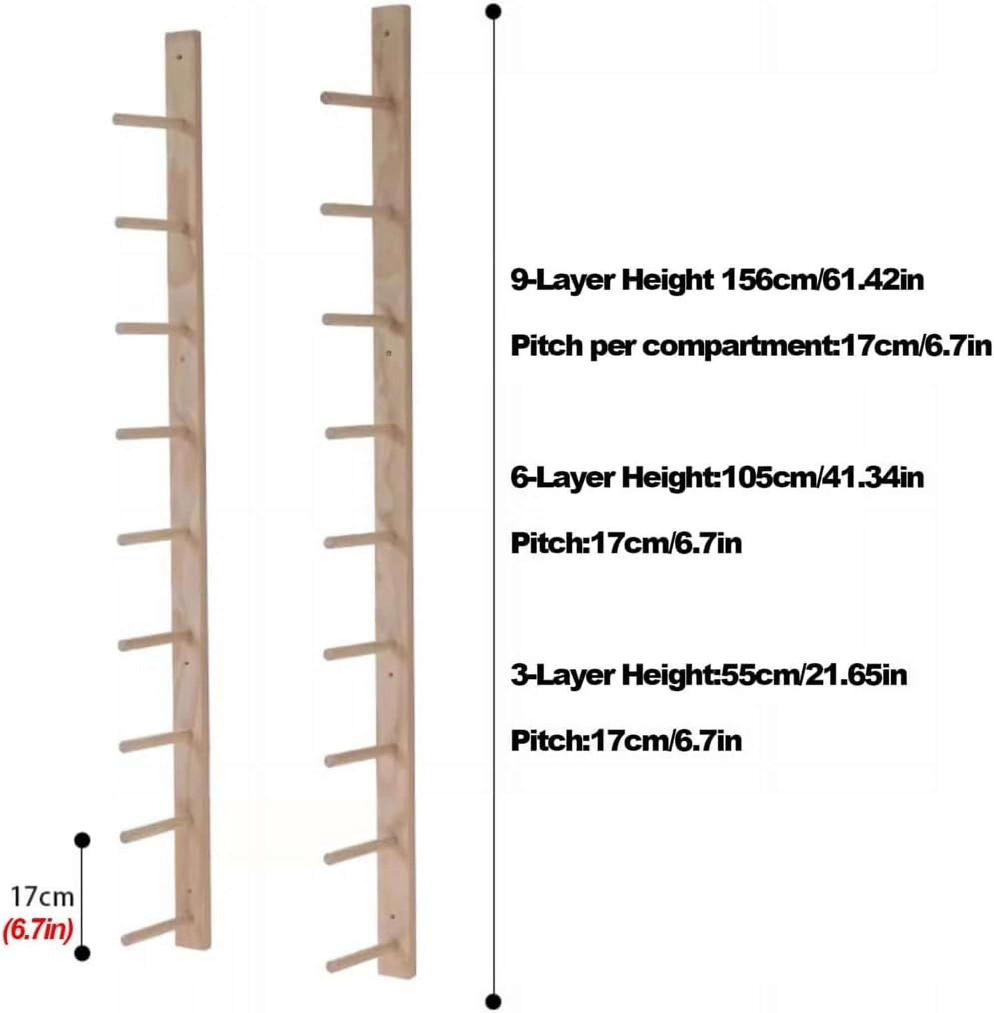 Wooden Yoga Mat Holder Wall Mount, 3 /6/9layer Wall HangingYoga Mat Storage Rack As Shoe Hanger, Yoga Mat Organizer, Or Gym Shelf For Home Gym