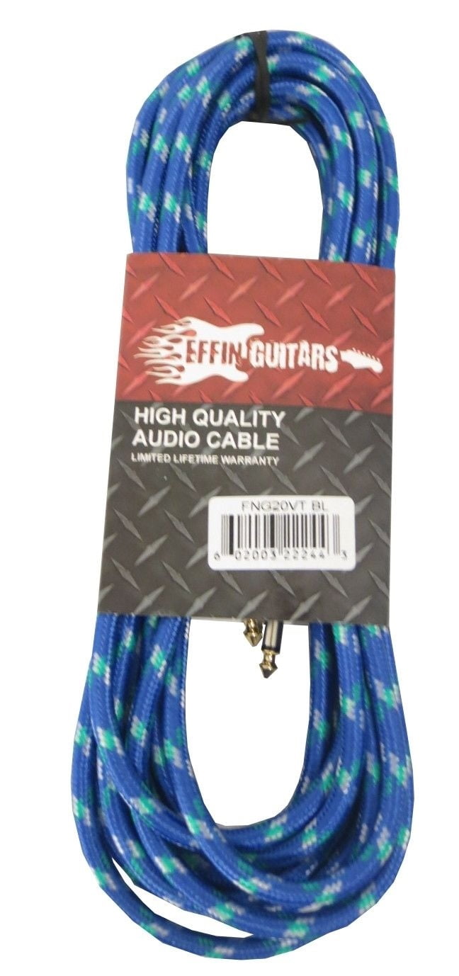 Effin Guitars FNG20VTBL 20FT 1/4" Blue Vintage Tweed Instrument Cable