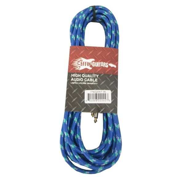Effin Guitars FNG20VTBL - 20FT 1/4" Blue Vintage Tweed Instrument Cable - NEW