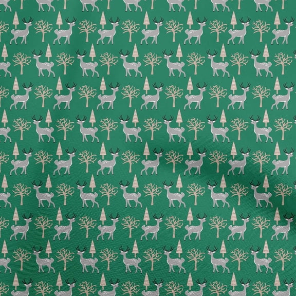 oneOone Polyester Spandex Green Fabric Animal Sewing Material Print Fabric By The Yard 56 Inch Wide
