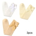 thumbnail image 3 of Esaierr 3-12 T Kids Baby Girls Knee High Socks Toddler Bow Mesh Thigh High Socks Spring Summer Compression Socks Cotton Uniform Socks 3 Pairs, 3 of 9